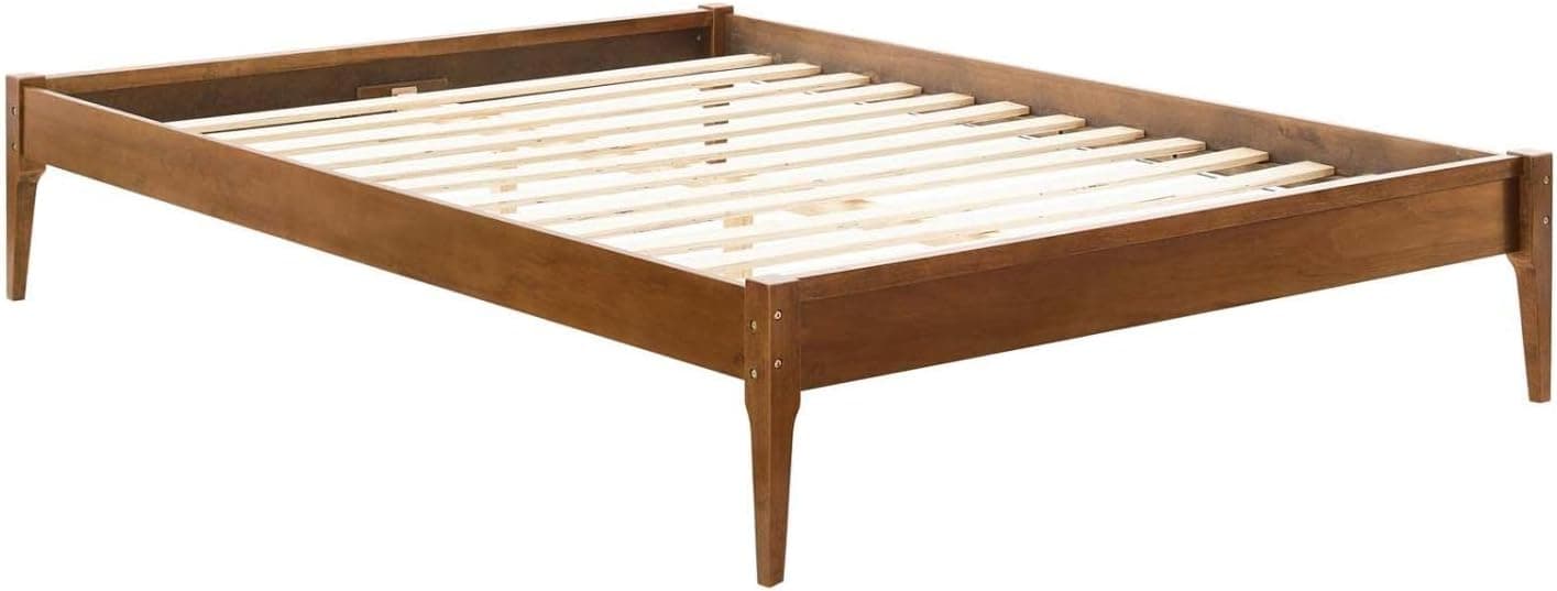 Modway MOD-6244-WAL June Twin Wood Platform Bed Frame, Walnut