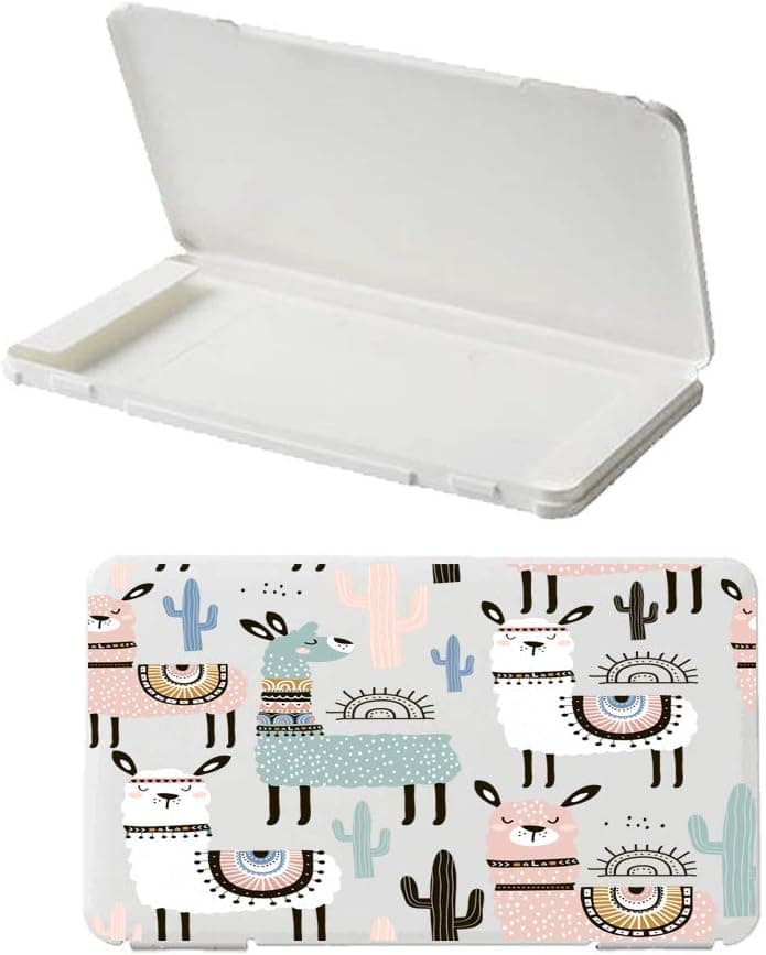 Cute Llamas Cactus Designs Portable Carrying Protective Case for General Use Disposable Masks Organizer Storage Clip Box Container
