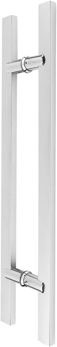 Togu TG-6017 12 inches Solid Standoffs Heavy-Duty Commercial Grade-304 Stainless Steel Push Pull Door Handle/Barn Door Pull Handle/Glass Pulls, Mirror Polished Chrome Finish