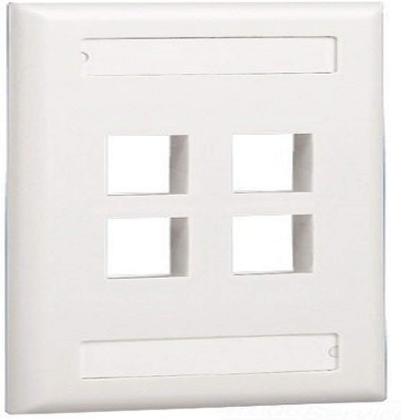 Panduit NK4FWHY 1-Gang 4-Port Faceplate with Label, White