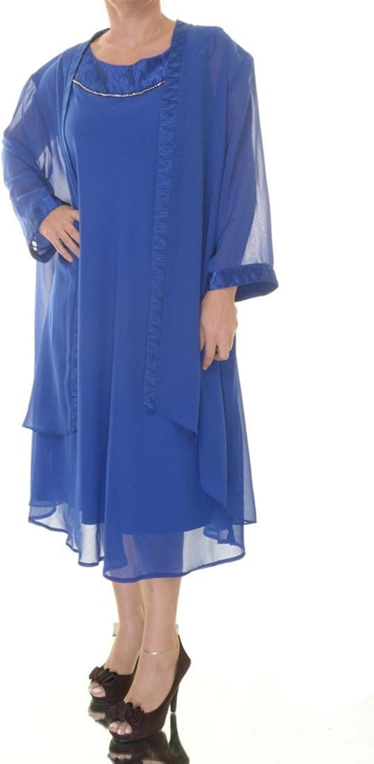 Le Bos Women's Plus Size Trapeze Pleated Jacket Dress
