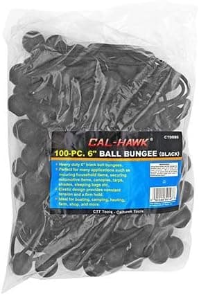 100pc Pack 6" Black Ball Bungee Tarp Tent Bungee Cords