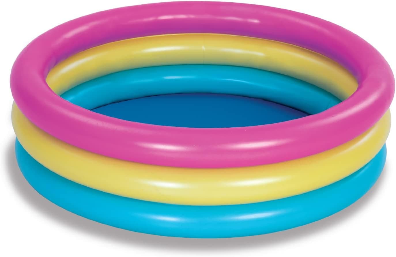 Sloosh Inflatable Kiddie Pool Small Baby Pool 3 Color Rings for Kids Blow up Kid Pool Indoor & Outdoor Swimming Pool 34 Inches