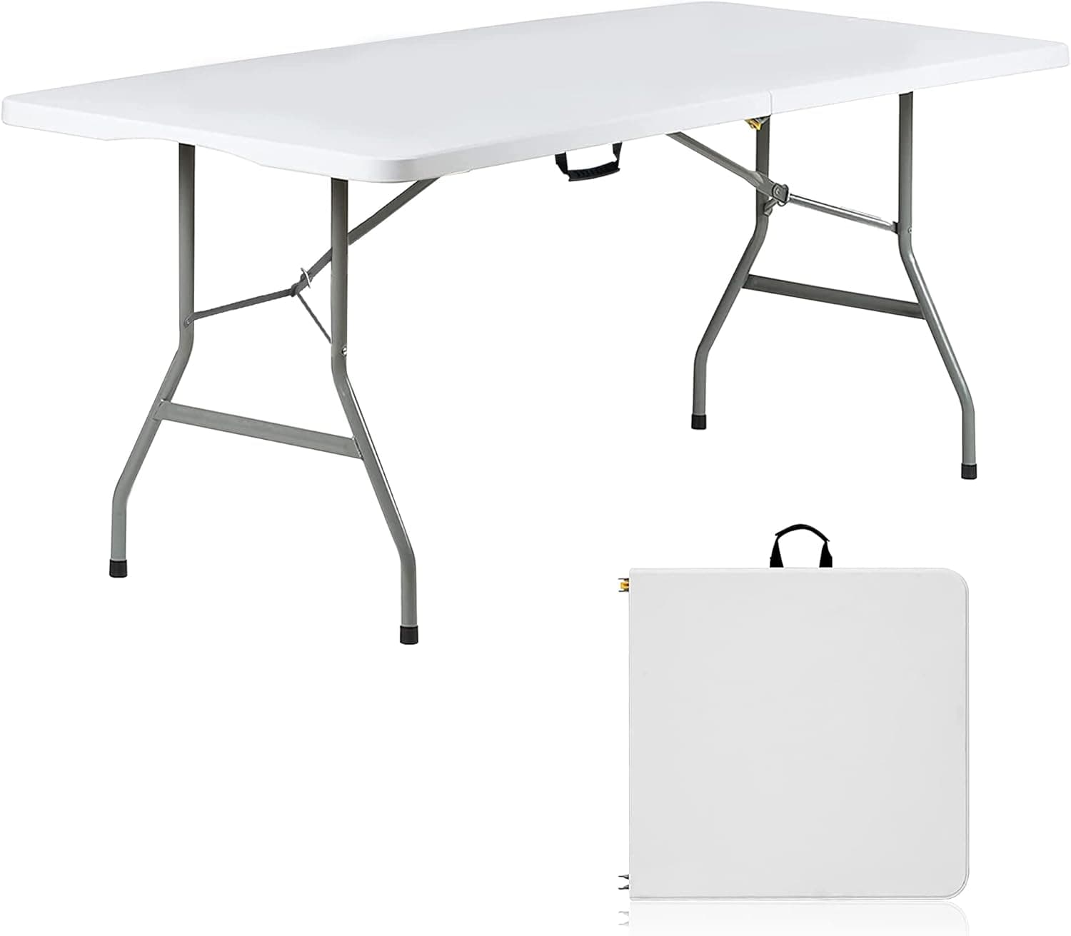 Flamebrother Folding Tables 6ft Foldable Table Portable Desk Plastic Indoor Outdoor Dining Camping Picnic Party Card Table White
