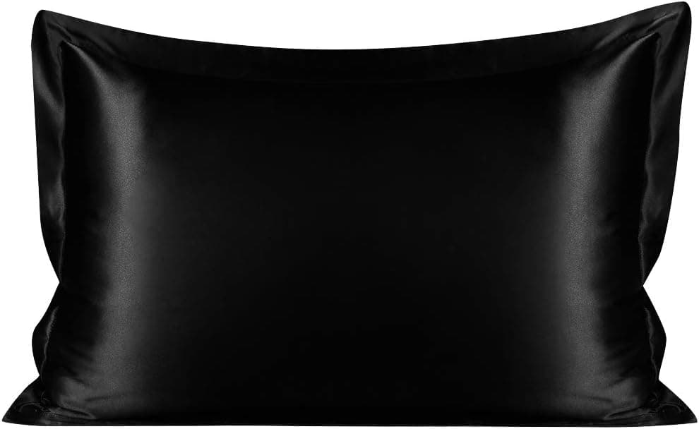 YANIBEST Satin Pillow Shams for Hair and Skin-Queen Size (20x30 inches) Pillow Cases-Super Soft Satin Pillowcase Covers with Envelope Closure,Black