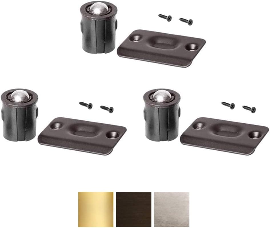 (3 Pack) Oil Rubbed Bronze Door Drive-in Ball Catch ORB with Strike Plate Premium Quality