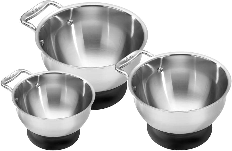 All-Clad Stainless Steel 3-Piece Spherical Mixing Bowl Set (T240, T241, T242)