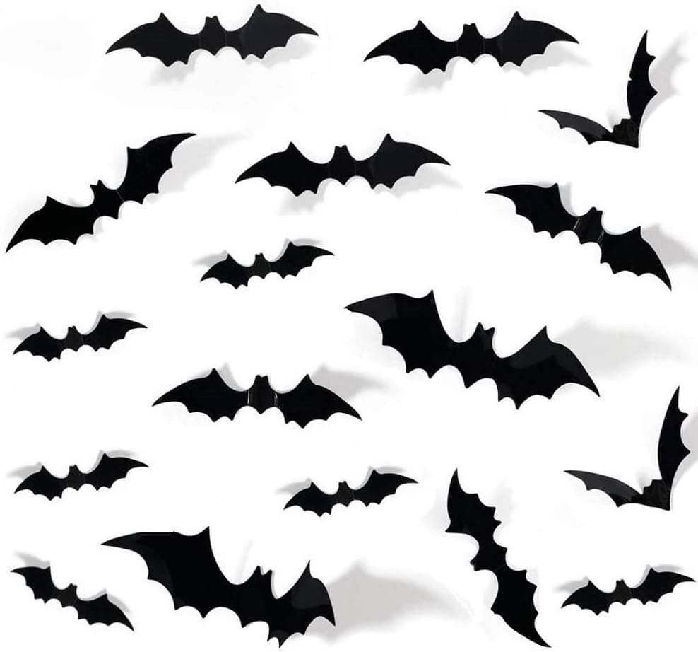 DIY Halloween Decorations 3D Scary Bats Wall Stickers Window Decor Art Wall Decals for Halloween Eve Party, 60PCS 4 Different Sizes