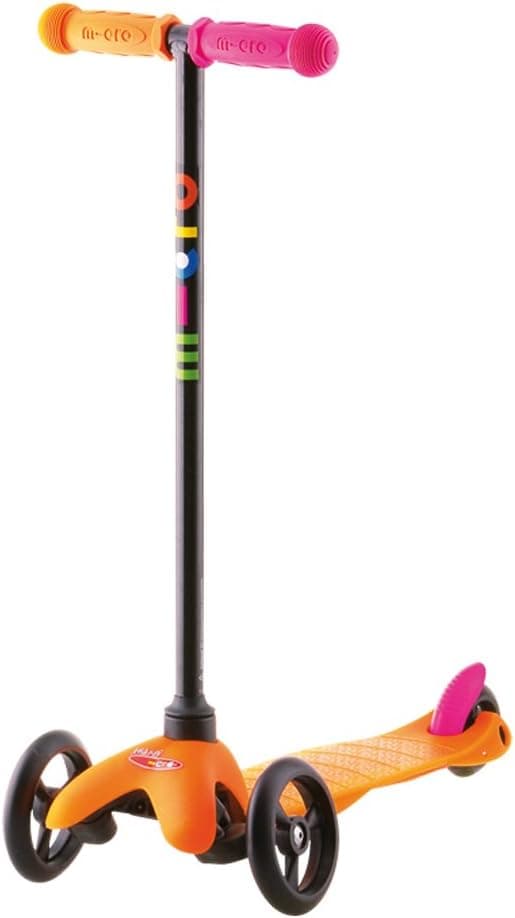 Limited Edition Neon Orange Mini Kick with Pink Brake and Orange and Pink Hand Grips, by micro