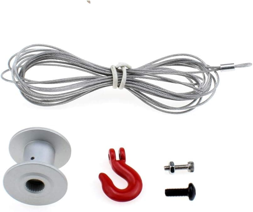 1pcs 25T Servo Winch Drum Trailer Hook Hitch 2meter Wire Rope Servo Bracket for 1/10 RC Crawler Car Axial SCX10 90046 D90 Trx4 Ford (Trailer Hook)