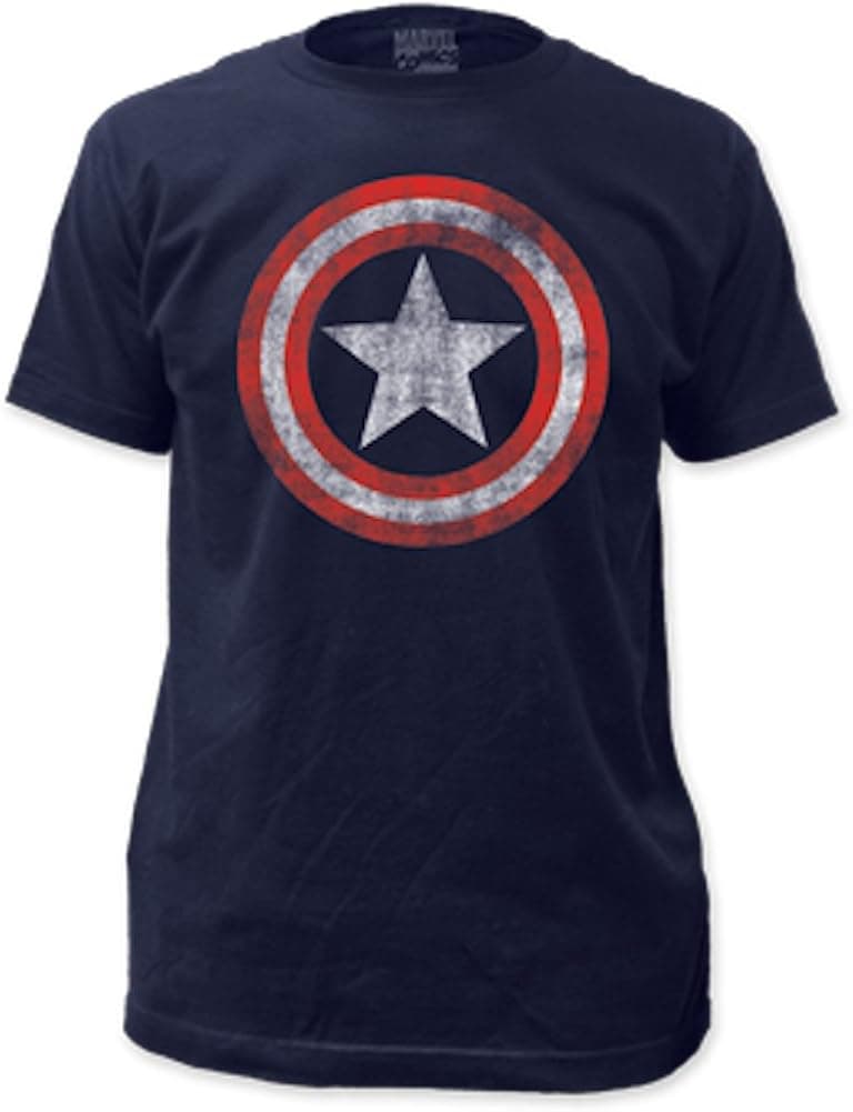 Captain America Marvel Distressed Logo Shield T-Shirt