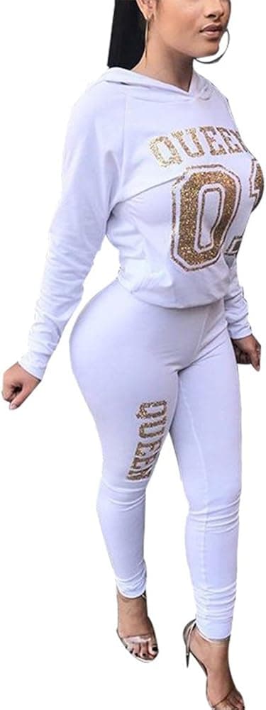 Kafiloe Women's 2 Piece Jumpsuit Outfits Active Tracksuit Sweatsuits Hoodie Crop Top + Pants Set Sportswear