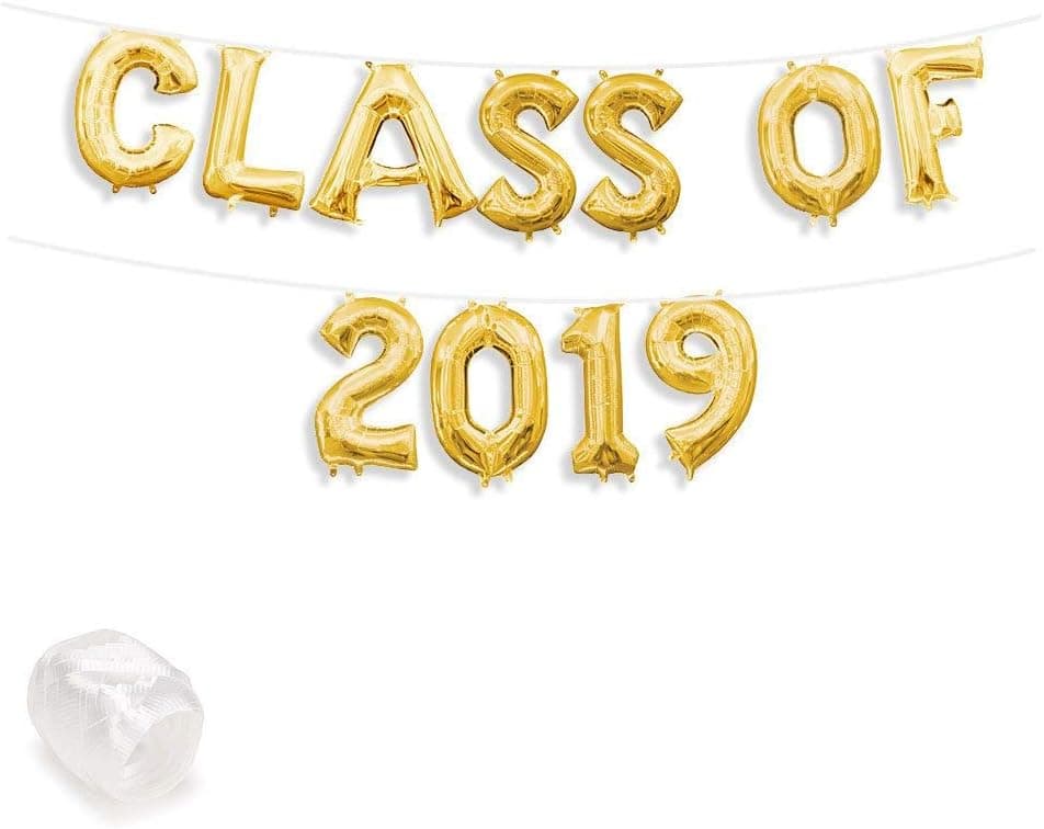 Class of 2019 Balloons Banner Gold 16 inch letter Balloons Foil Mylar Balloons Set for Graduation Party Decorations Supplies,Graduate Balloons,Retirement, Congrats Grad Party Supplies (GOLD)