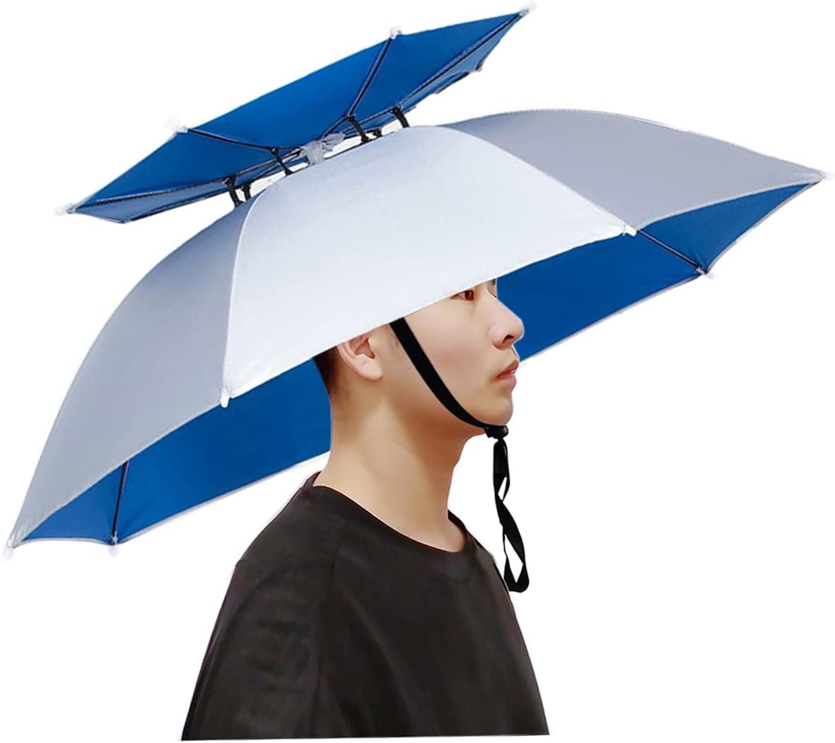 Qukipet Umbrella Hat, 37 inch Fishing Umbrella Cap for Adults and Kids, Elastic Folding Compact UV&Rain Protection Headwear for Fishing Golf Gardening Outdoor