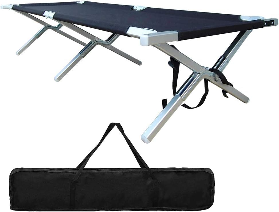 Folding Camping Cot - Portable Outdoor Camping Bed Heavy Duty Military Grade Aluminum Camping Cot Easy Set Up for Adults Holds Up to 450 Lbs + Storage Bag