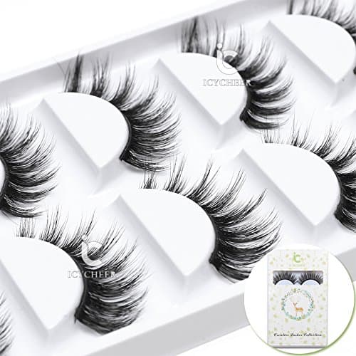 Luxurious 100% Siberian Mink Fur 3D False Eyelash ICYCHEER Degisn Natural Messy Volume Fluffy Long Hot Fake Eyelashes 5 Pairs/Box (35)