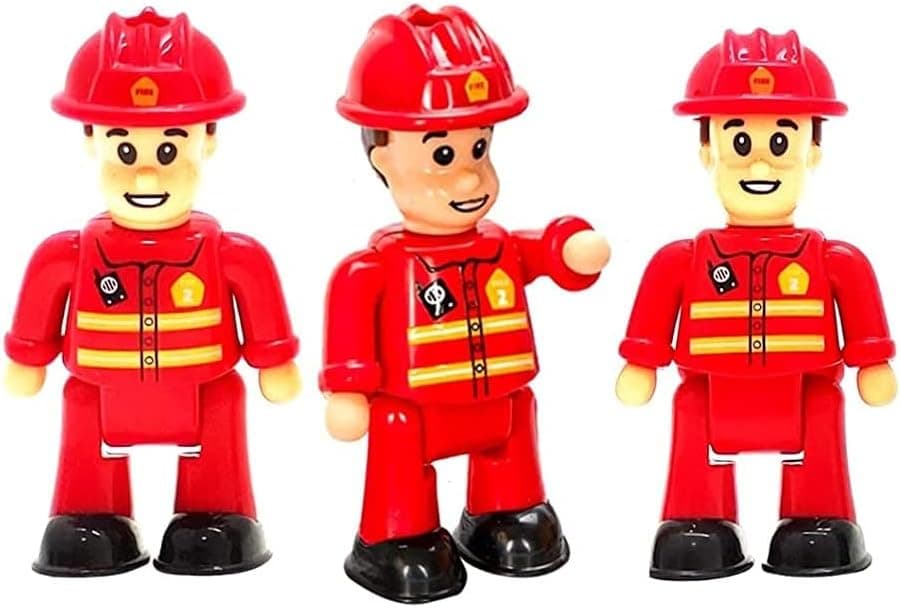 Play Fireman Figure - 3 Firefighters Toy Figurines Dolls - Play Figure Playset Communality Helpers Little Dollhouse People – Family Action Figurines Dolls For Boys and Girls, Toddlers and Kids
