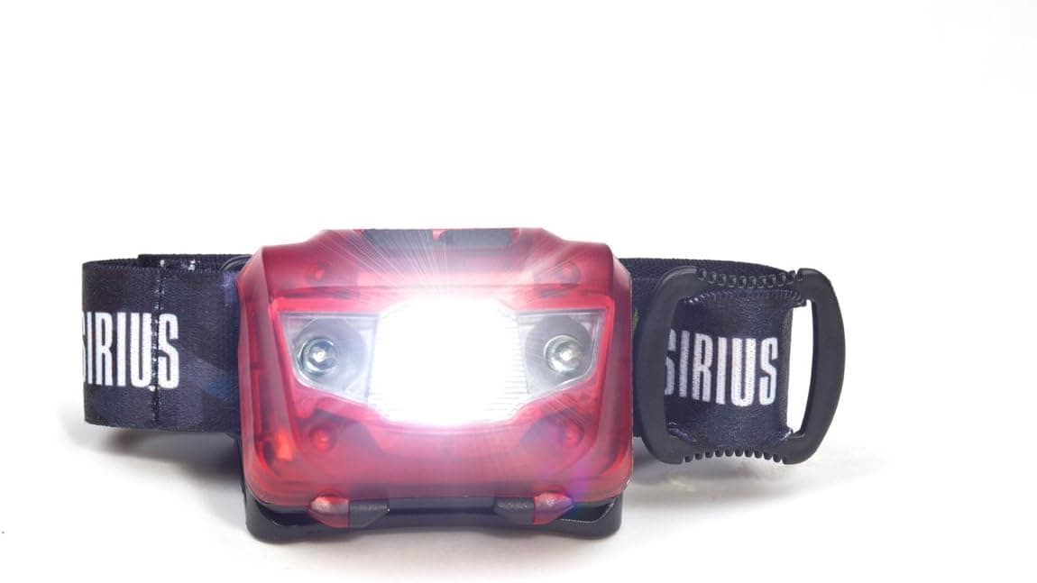 Supersirius LED Headlamp – Super Light, Super Bright, Flashlight W/red Light – Double Switches – Best Headlamp for Running, Cycling, Camping, Night Reading & DIY Home Improvement Projects (Red)