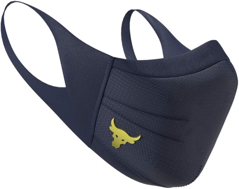 Under Armour Adult Sports Mask (Project Rock - Midnight Navy/Metallic Gold - 410, Medium/Large)