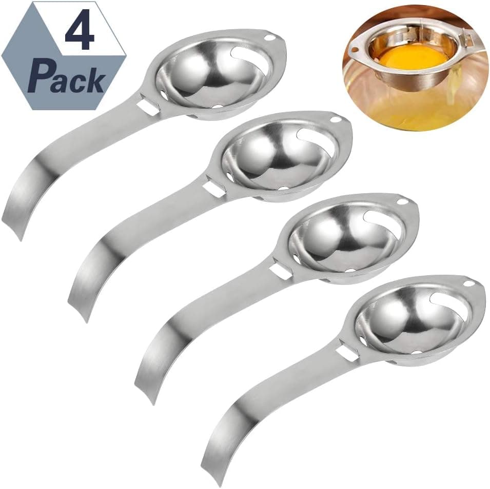 Egg Separator, 4 PCS Stainless Steel Egg Yolk Separator, Egg White Separator Baking Tools Kitchen Gadget