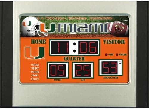 Team Sports America Miami Florida Hurricanes Scoreboard Desk Clock