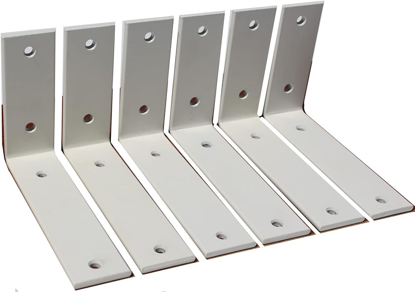 6 Pack - White Heavy Duty Metal Shelf Brackets Wall Brackets Steel L Bracket 5mm Thick L 6" x H 4" x W1.5"