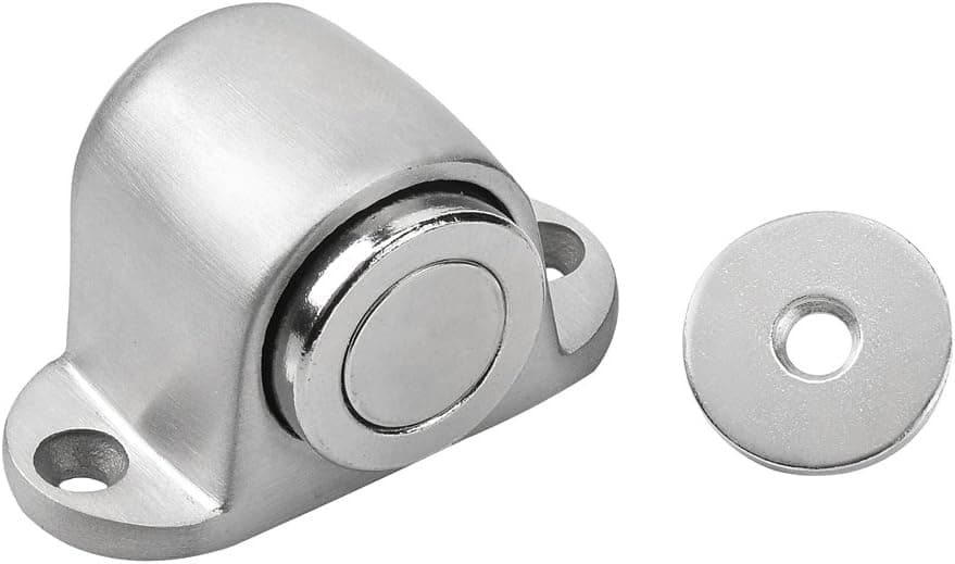 Lizavo DS-003 SUS304 Stainless Steel Magnetic Door Stop/Door with Catch Screw Mount in Brushed Satin Nickel, Floor Mounted