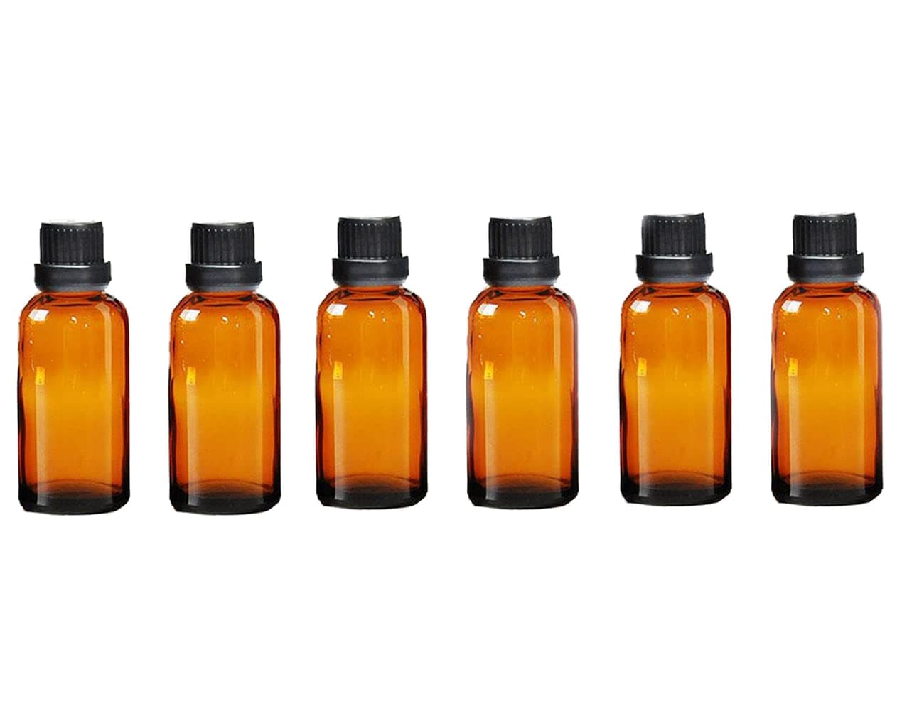 6Pcs 20ml/0.68oz Amber Glass Empty Refillable Dropping Bottles with Screw Cap and Leakproof Plug Essential Oil Containers Cosmetic Sample Vials Dispensers for Aromatherapy Massage Oil Storage