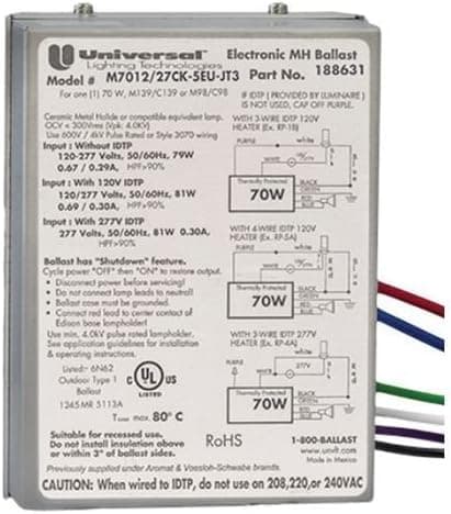 Universal Lighting Technologies M7012/27CK-5EU-JT3 (1) 70 Watt Metal Halide Standard Series Low Frequency Electronic HID Ballast 120/277 Volt AC