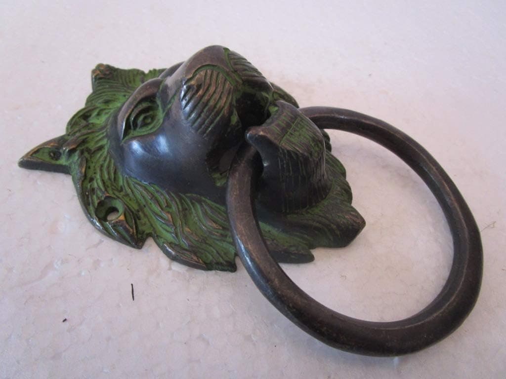 Brass Door Knocker - Traditional Style - Door Hardware : (Small Lion Type - Vintage Finish)
