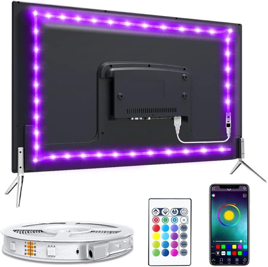Nexlux LED Lights for TV LED TV Backlights Strip Lights for TV/Monitor Backlight 8.2ft USB LED Light Strip APP Controlled with Remote, DIY Colors TV LED for Gaming Lights, Ambient Lighting Kit