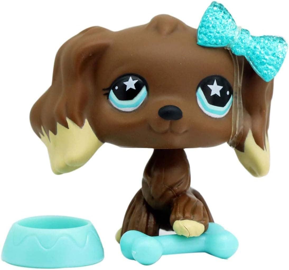 LPSTHREE LPS Cocker Spaniel 960 Chocolate Brown Dog Star Eyes Dog Puppy with Accessories Figure Cartoon Animal Figures Collection Figure Cute Toy Kids Boy Girls Gift