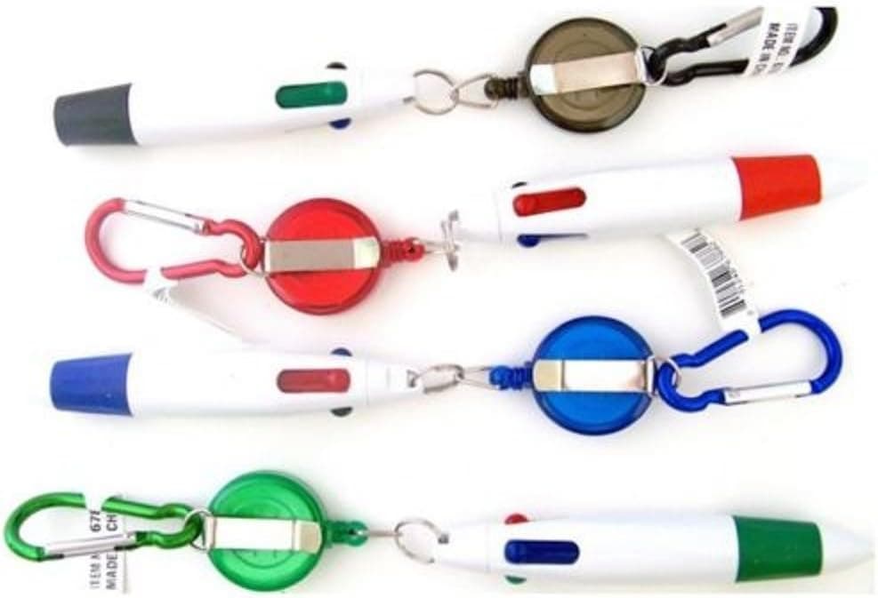 Retractable Multicolor Pen W/Carabiner & Key Chain (one piece)