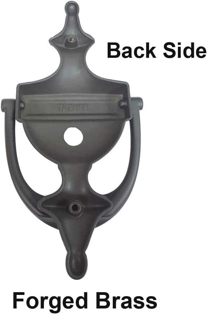 QCAA Solid Brass Door Knocker, 7", with 160 Degree Glass Len Door Viewer (UL Listed), Polished Brass, 1 Pack