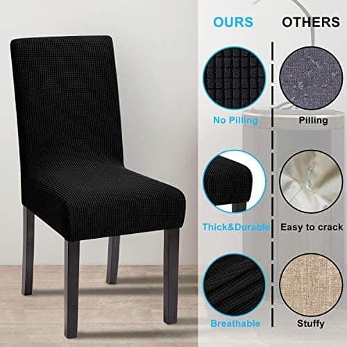 Chair Covers for Dining Room Set of 6, Stretch Chair Covers Parsons Chair Slipcover Chair Covers for Dining Room Set of 6, Grey