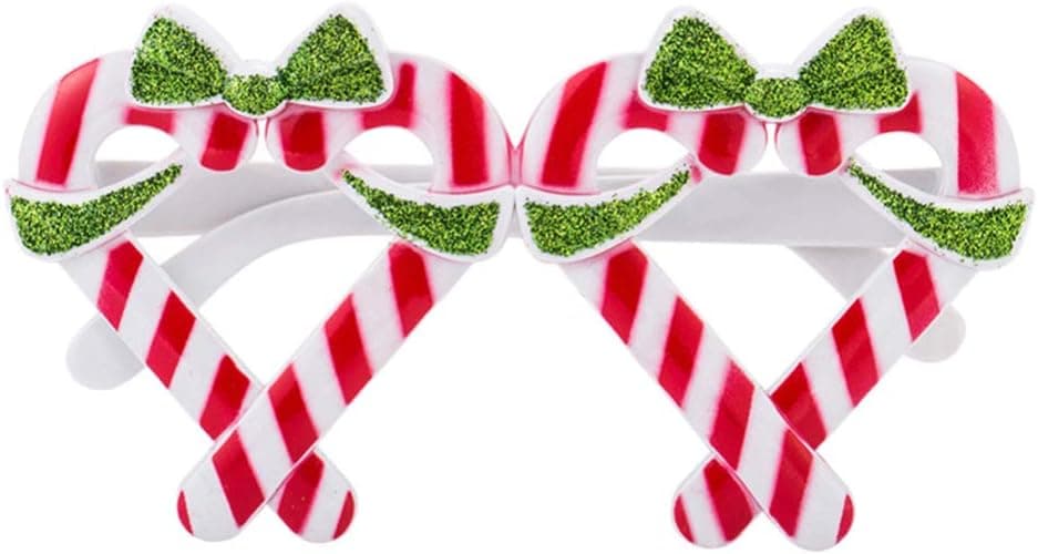 Amosfun Xmas Eyewear Christmas Glitter Candy Cane Party Favors Sunglasses Mask Eyeglasses Christmas Glasses