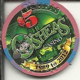 $5 osheas las vegas casino chip 1989-2012