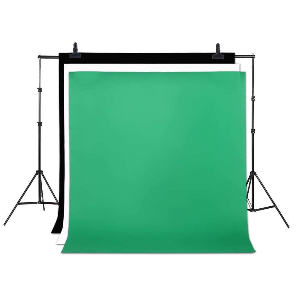 3PCS Photo Video Photography Studio Fabric Backdrop Background Screen White Black Green Backgrounds, Non-Woven Fabrics Collapsible Backdrops for Photography, Video and Television