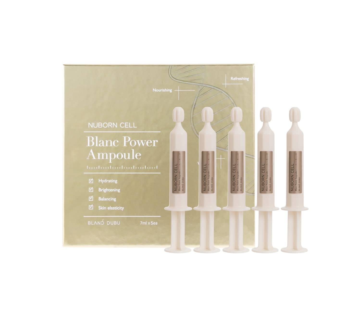 NUBORN CELL Blanc Power Ampoule | Advanced Moisturizing Creamy Ampoule with Milk Protein Extract | Intense Hydration with Hyaluronic Acid Complex | 7ml x 5ea