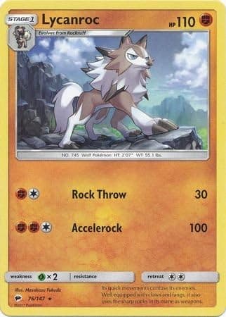 Pokemon - Lycanroc - 76/147 - Rare - Sun & Moon: Burning Shadows