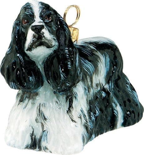 Black and White Cocker Spaniel Dog Polish Glass Christmas Ornament Decoration