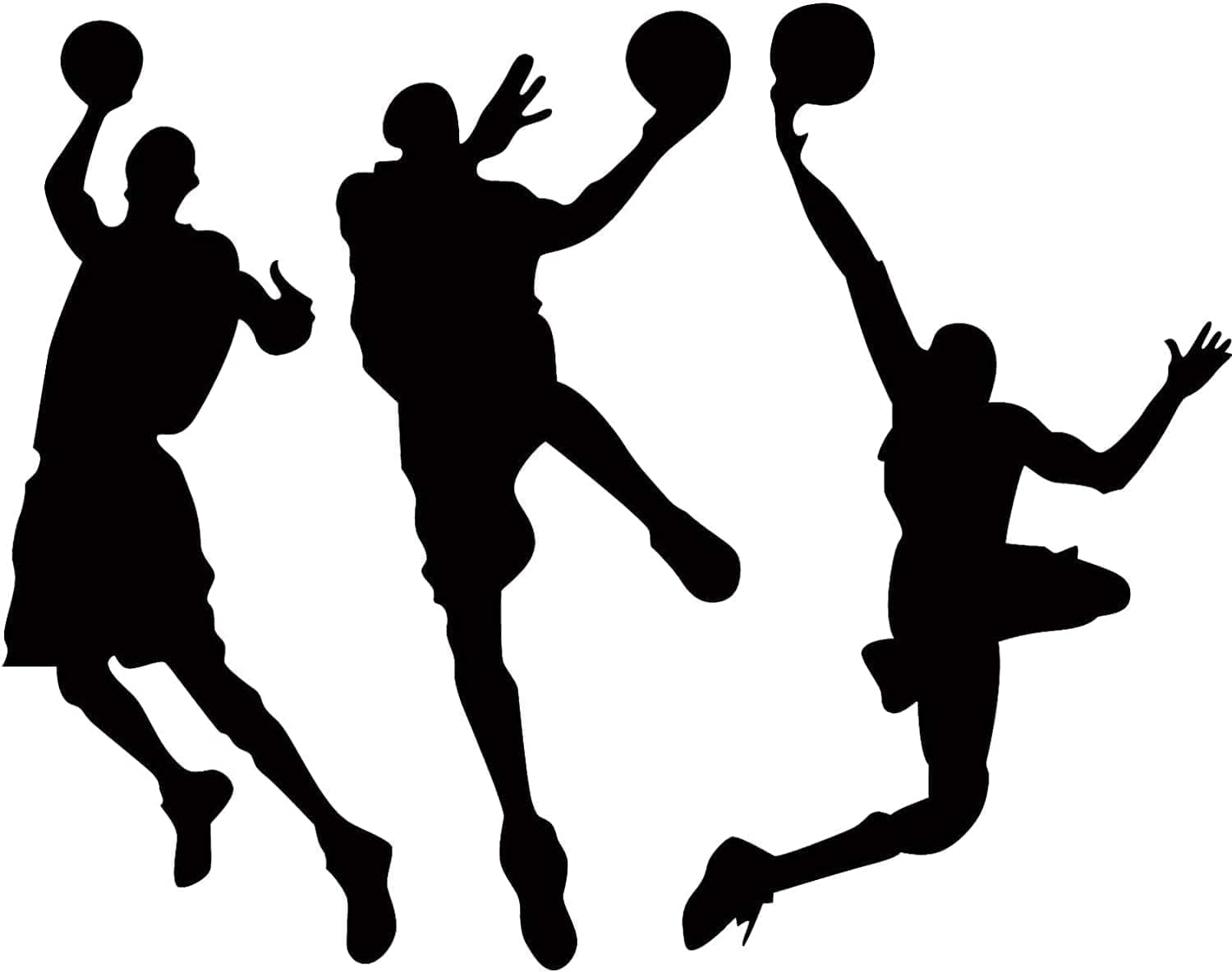 DNVEN Vinyl Basketball Wall Decals 3 Basketball Players Slam Dunk Silhouette Wall Stickers Murals for Boys Room Decor Black 53 incehs x 32 inches