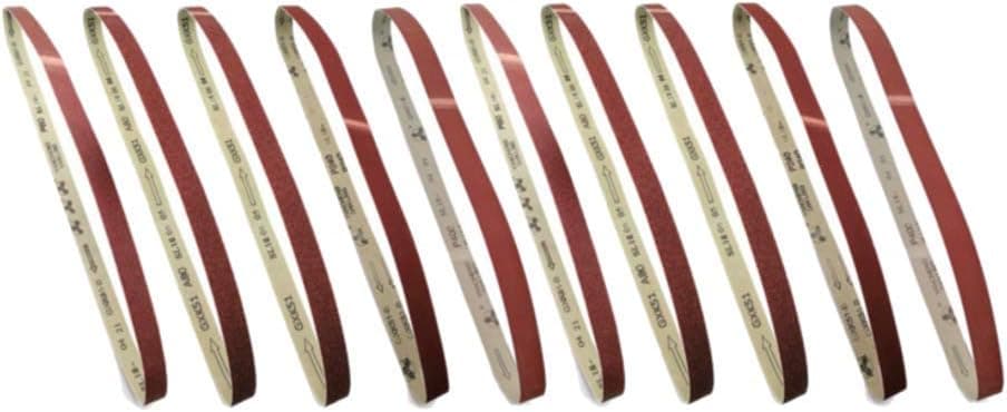 1 Inch X 42 Inch Sanding Belts, 60/80/100/120/150/180/240/320/400/600 Grits, Belt Sander Tool for Woodworking, Metal Polishing, Aluminum Oxide Sanding Belts (10 Pack)