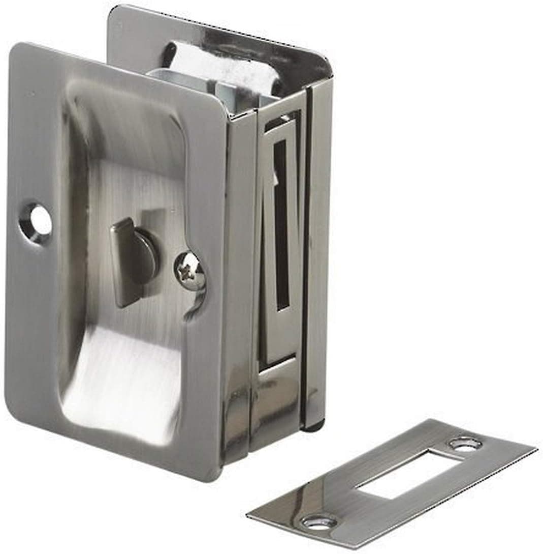 Richelieu Hardware 1701ANPSBC Onward Pocket Door Pull with Privacy Lock, 3-7/32 in (82 mm), Rectangular, Antique Nickel