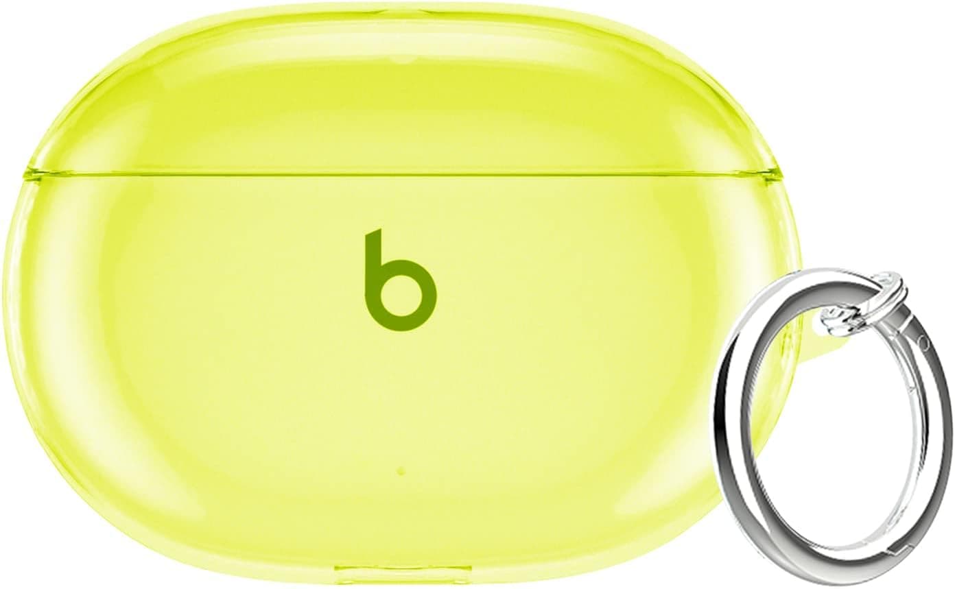 Aircawin for Beats Studio Buds Case Clear 2021,Shockproof Clear Case for Beats Studio Buds + Case Cover 2023,Full Protective Soft TPU Case for Beats Studio Buds Case Cover with Keychain-Neno Yellow