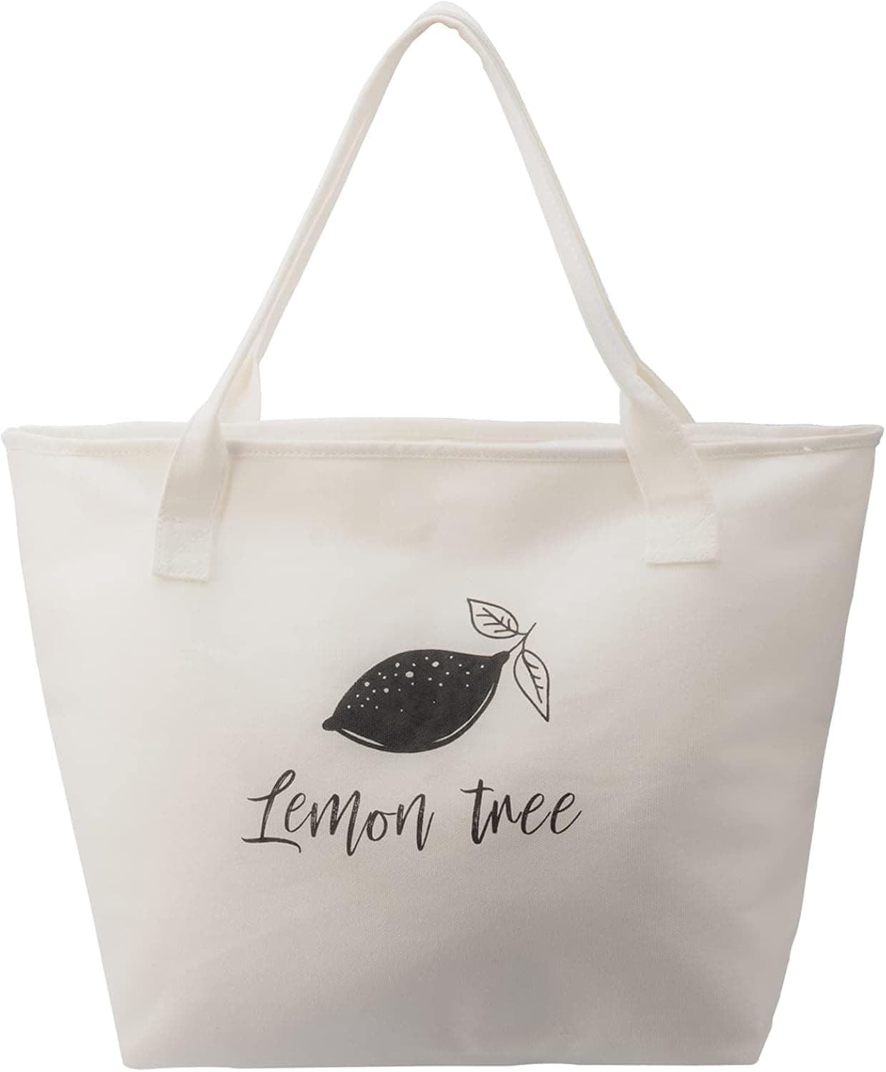 CGBE Canvas Tote Bag For Women Cute Zipper Tote Bag with Inner Pocket Reusable Grocery Shopping Bags For School, Office, Picnic And Travel ( Lemon Bag)