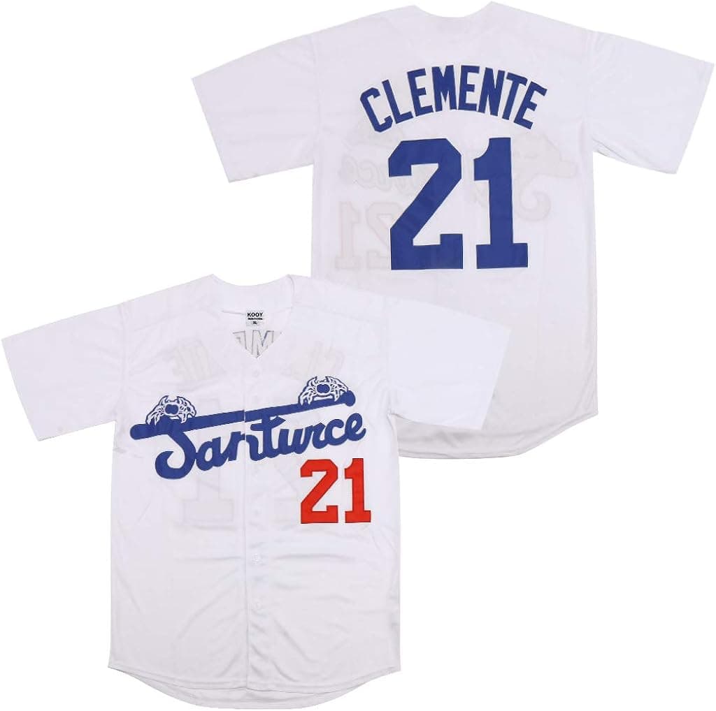 Roberto Clemente #21 Santurce Crabbers Puerto Rico Baseball Jersey Men (White, Large)