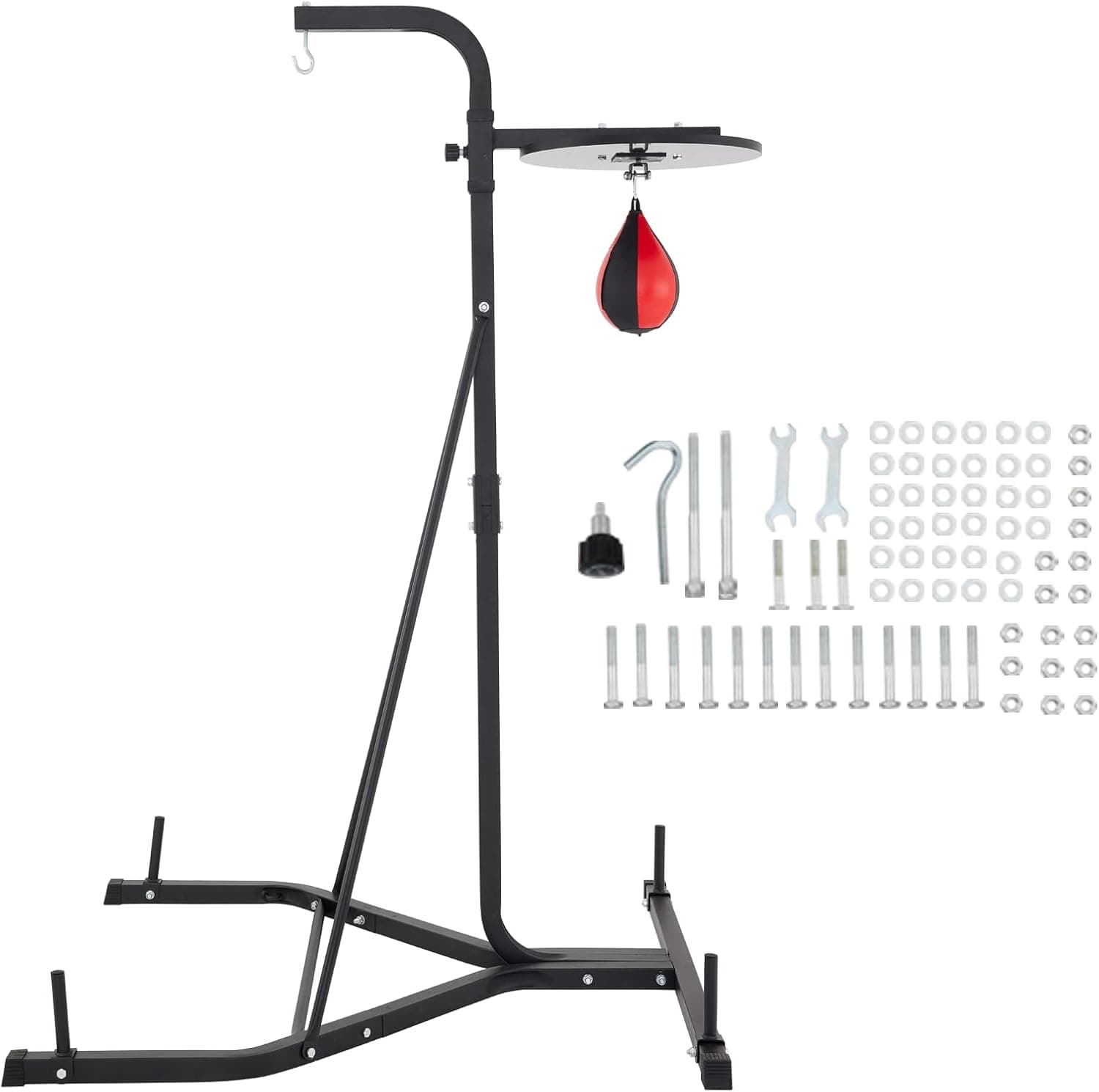 VEVOR Boxing Stand for Heavy Bag and Speed Bag , Punching Bag Stand Holds , Foldable Single Station Heavy Bag Stand , Boxing Bag with Boxing Rack , Up to 132 lbs , for Home and Gym Fitness.