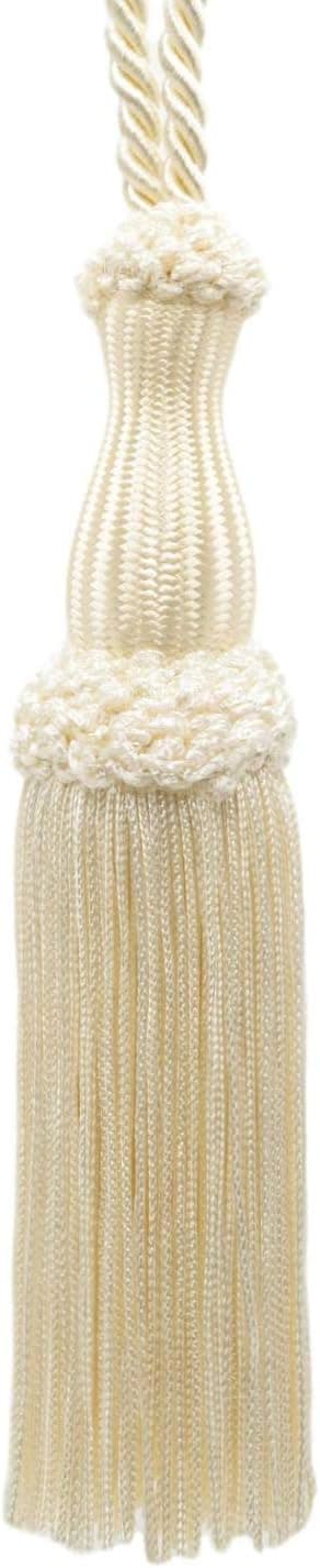 Beautiful Ivory Decorative Chainette Key Tassel , 5 inch Tassel Length, 5 Inch Loop, Color: Ecru - A2