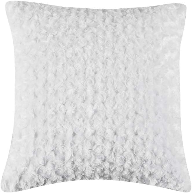 Simple&Opulence Super Soft Plush Microfiber Stereo Rose Pattern Throw Pillows Cushion (True White)